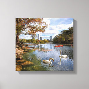 Austin, Texas Barton Creek/Ladybird Lake Skyline Canvas Afdruk
