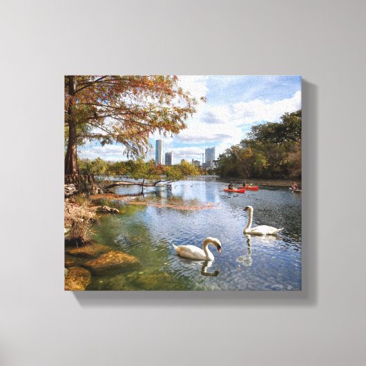Austin, Texas Barton Creek/Ladybird Lake Skyline Canvas Afdruk (Voorkant)