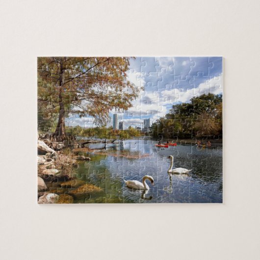 Austin, Texas Barton Creek/Ladybird Lake Swans Legpuzzel (Horizontaal)