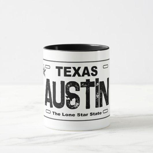 Austin Texas blanc plaque d'immatriculation tasse (Centre)