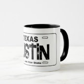 Austin Texas blanc plaque d'immatriculation tasse (Devant droit)