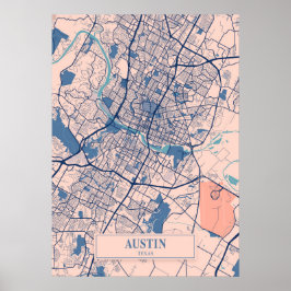 Austin - Texas Breezy City Map Poster