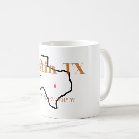 Austin Texas Burnt Oranje Mok (Voorkant rechts)