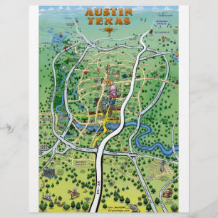 Austin Texas Cartoon Map