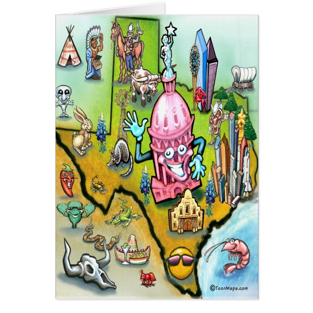 Austin Texas Cartoon Map (Voorkant)