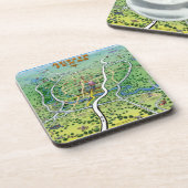 Austin Texas Cartoon Map Bier Onderzetter (Linkerzijde)