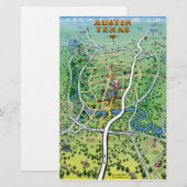 Austin Texas Cartoon Map Briefpapier (Voorkant / Achterkant)