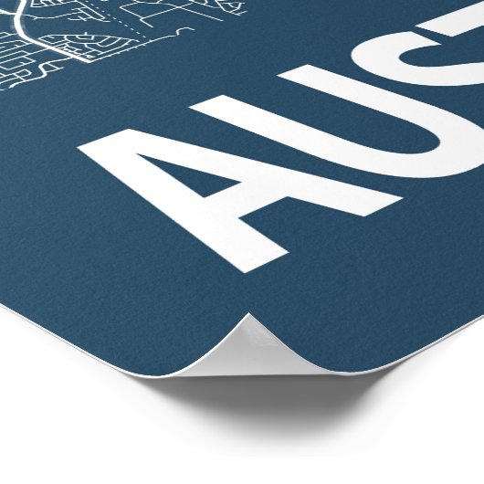 Austin Texas City Map Line Art Blue Print (Hoek)