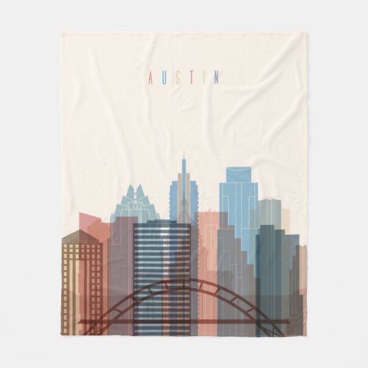 Austin, Texas | City Skyline Fleece Deken (Voorkant)