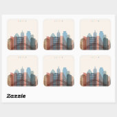 Austin, Texas | City Skyline Vierkante Sticker (Vel)