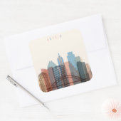 Austin, Texas | City Skyline Vierkante Sticker (Envelop)