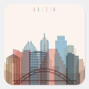 Austin, Texas City Skyline Vierkante Sticker