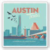 Austin, Texas | Congress Avenue Bridge Sticker (Voorkant)