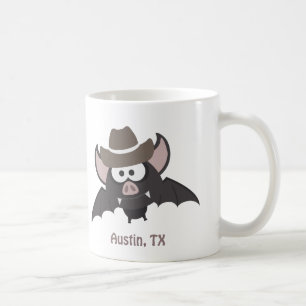 Austin Texas Cute Cartoon Cowboy Bat Koffiemok