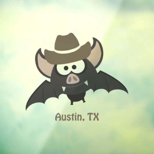 Austin Texas Cute Cartoon Cowboy Bat Raamsticker (Vel 3)