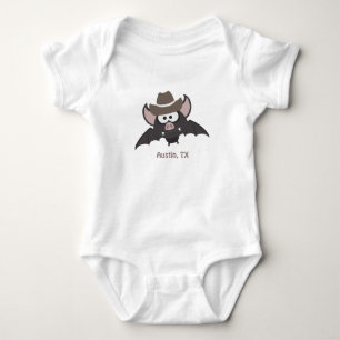 Austin Texas Cute Cartoon Cowboy Bat Romper