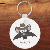 Austin Texas Cute Cartoon Cowboy Bat Sleutelhanger (Voorkant)