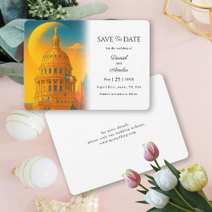 Austin Texas Destination Wedding Bewaar de datum Save The Date