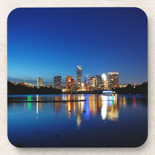 Austin Texas Downtown Night Skyline Ladybird Lake Drankjes Onderzetter