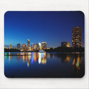 Austin Texas Downtown Night Skyline Ladybird Lake Muismat