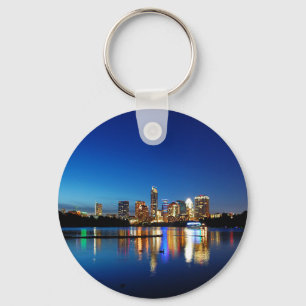 Austin Texas Downtown Night Skyline Ladybird Lake Sleutelhanger
