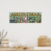 Austin Texas Fun Art Poster (Keuken)