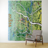 Austin Texas Fun Map Tapestry Wandkleed (In situ)