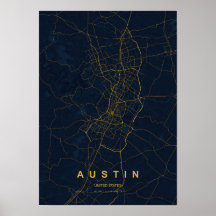 Austin Texas gestileerde kaartprint | Modern highl