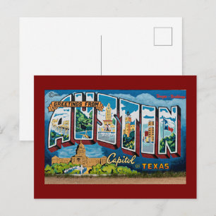 Austin, Texas Groeten Briefkaart