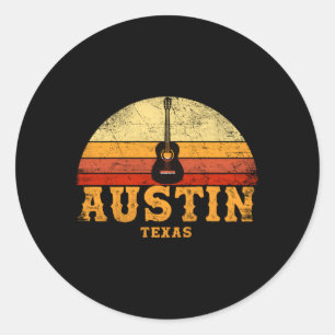 Austin Texas Guitar Guitarist Vakantie Humor Ronde Sticker
