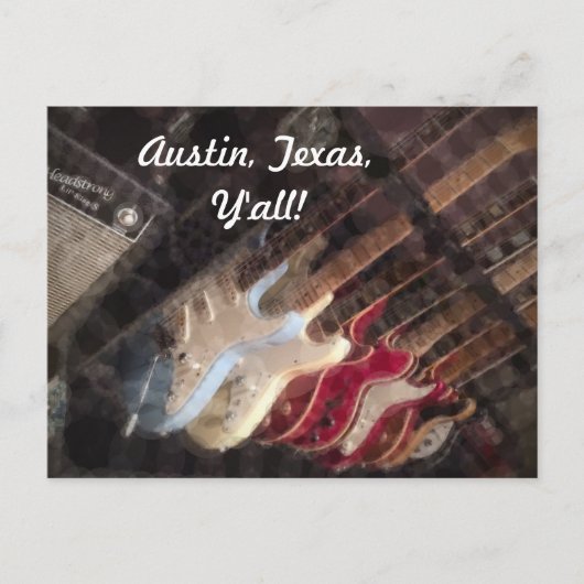 Austin Texas Guitars Guitar Briefkaart (Voorkant)