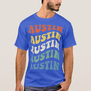  Austin Texas Hippie Retro Wavy Tekst T-shirt