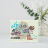 Austin Texas hoogtepunten kaart  (Staand voorkant)