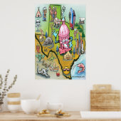 Austin TEXAS-kaart Poster (Keuken)