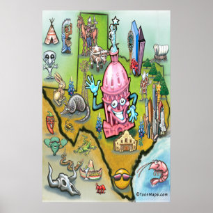 Austin TEXAS-kaart Poster