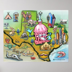 Austin TEXAS-kaart Poster