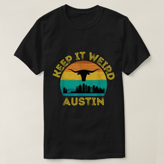 Austin Texas Keep It Weird Longhorn  T-shirt (Design voorkant)