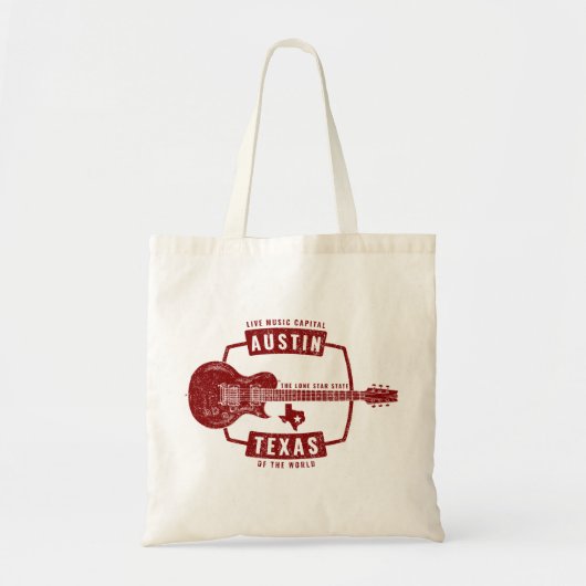 Austin Texas Live Music Guitar Tote Bag (Voorkant)