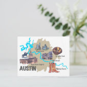 Austin Texas Map Briefkaart (Staand voorkant)