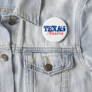 Austin Texas Red Blue Typografie Ronde Button 5,7 Cm