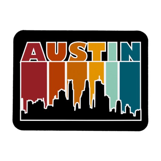 Austin Texas Retro Sunset Cityscape Magneet (Horizontaal)
