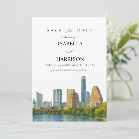 AUSTIN Texas Save the Date Template (Staand voorkant)