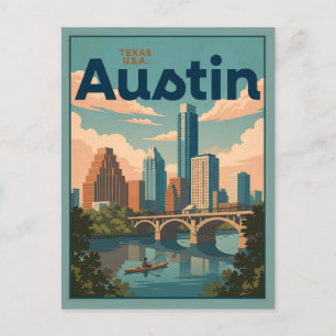 Austin Texas Silhouette Rivierfront Ansichtkaart Briefkaart