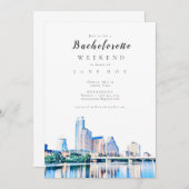 Austin Texas Skyline Bachelorette Party Invitation (Devant / Derrière)