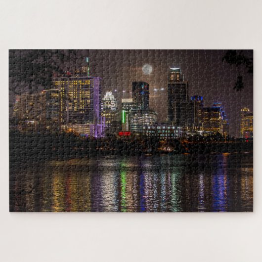 Austin, Texas Skyline Full Moon Legpuzzel (Horizontaal)
