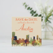 Austin Texas Skyline SG-Safari Buff Save The Date (Staand voorkant)