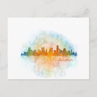 Austin Texas skyline watercolor v4 Briefkaart