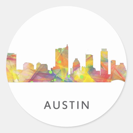 AUSTIN TEXAS SKYLINE WB1 - RONDE STICKER (Voorkant)