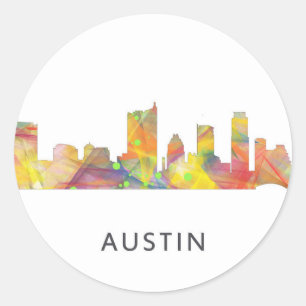 AUSTIN TEXAS SKYLINE WB1 - RONDE STICKER