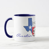 Austin, Texas State Map met Star, Boots, Pet Mok (Links)